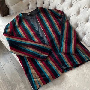 TanJay Vintage Striped Velvet Blazer